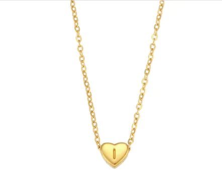 Heart Initial Necklace (Gold finish)