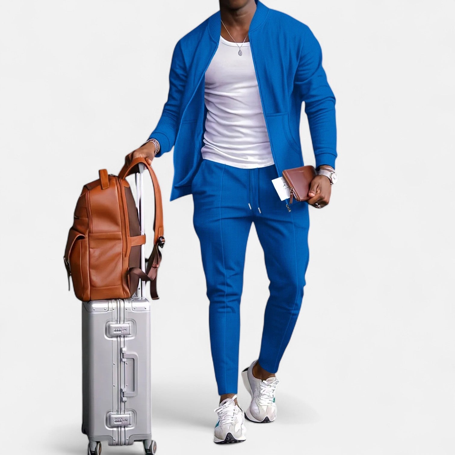 Men’s Long Sleeve Two-Piece Zipper Set – Relaxed Sophistication, All-Season Versatility