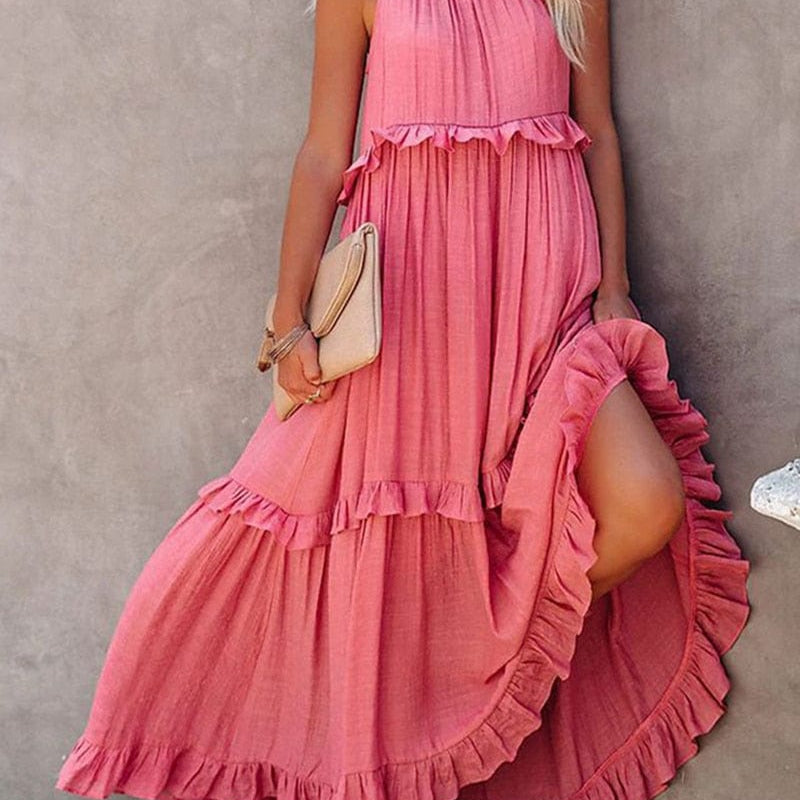 Lara™ - Pink Loose Maxi Dress