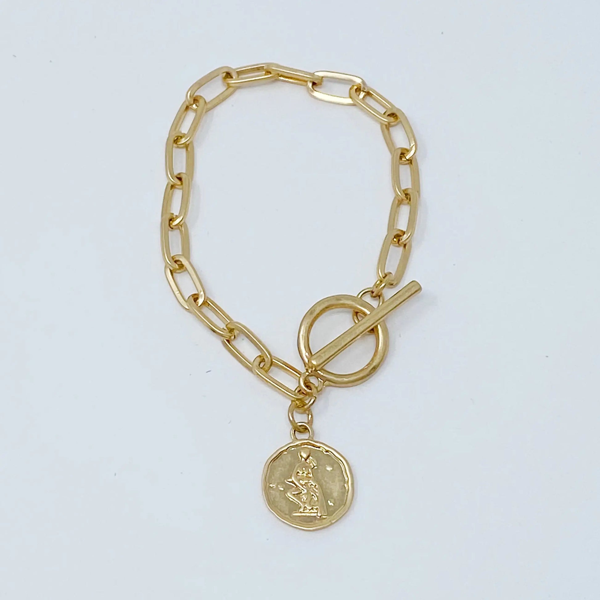 Zodiac Charm Chain Bracelet (Gold Finish)
