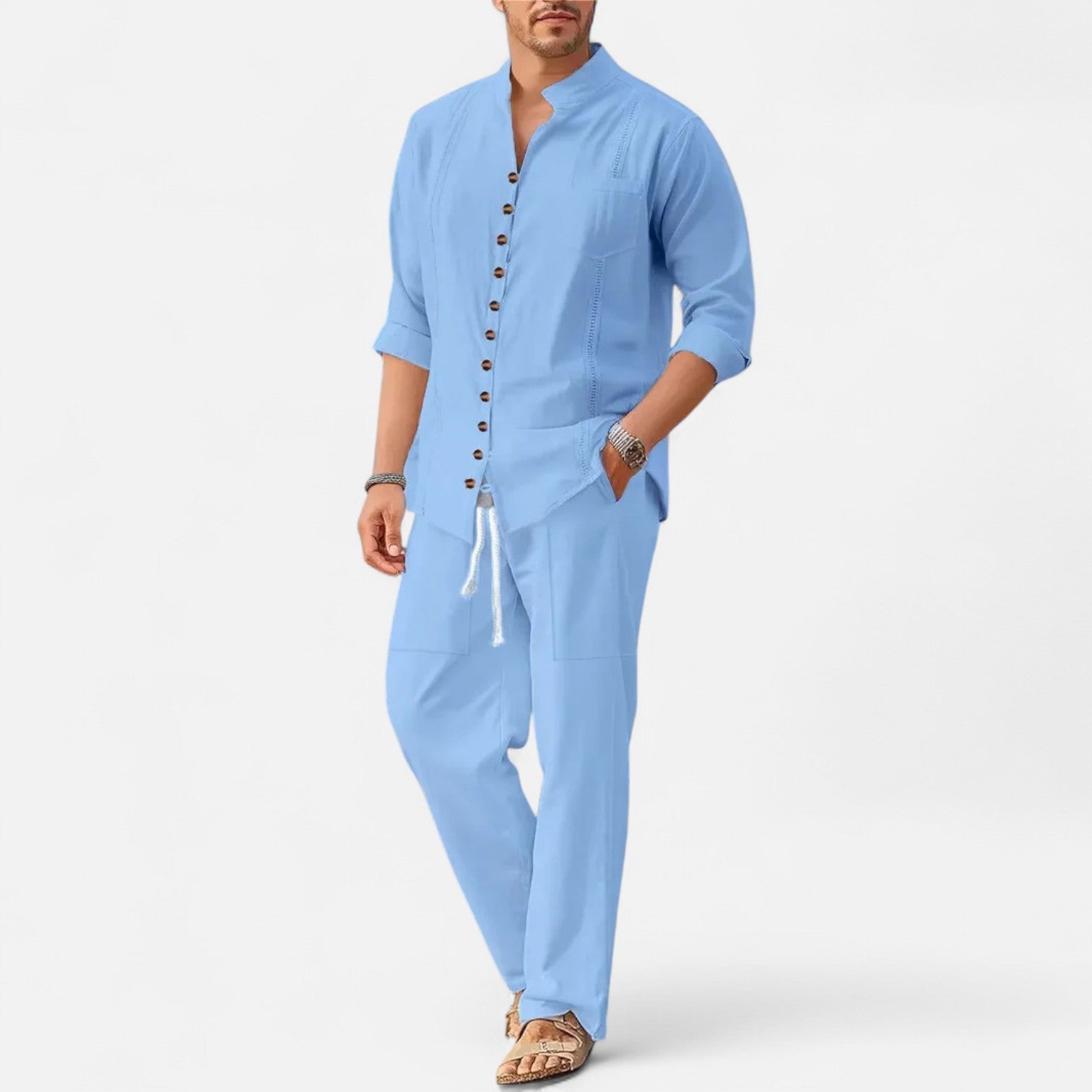 Men’s Long Sleeve Two-Piece Set – Refined Comfort, Effortless Versatility