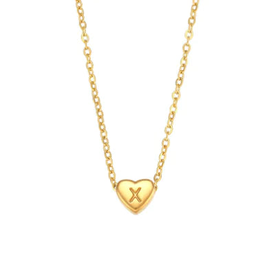 Heart Initial Necklace (Gold finish)