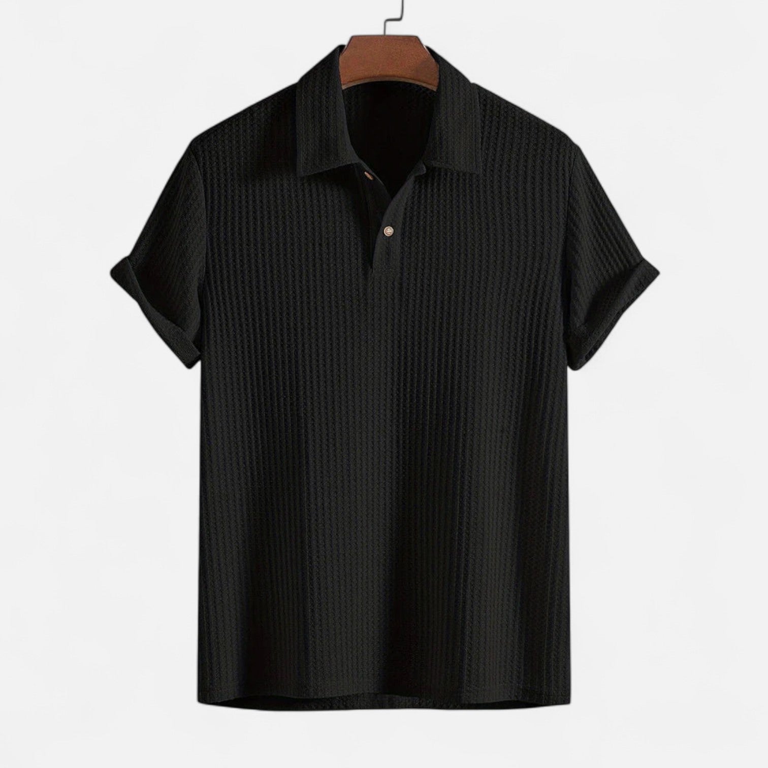 Men’s Waffle Knit Polo Shirt – Elevated Texture, Supreme Flexibility