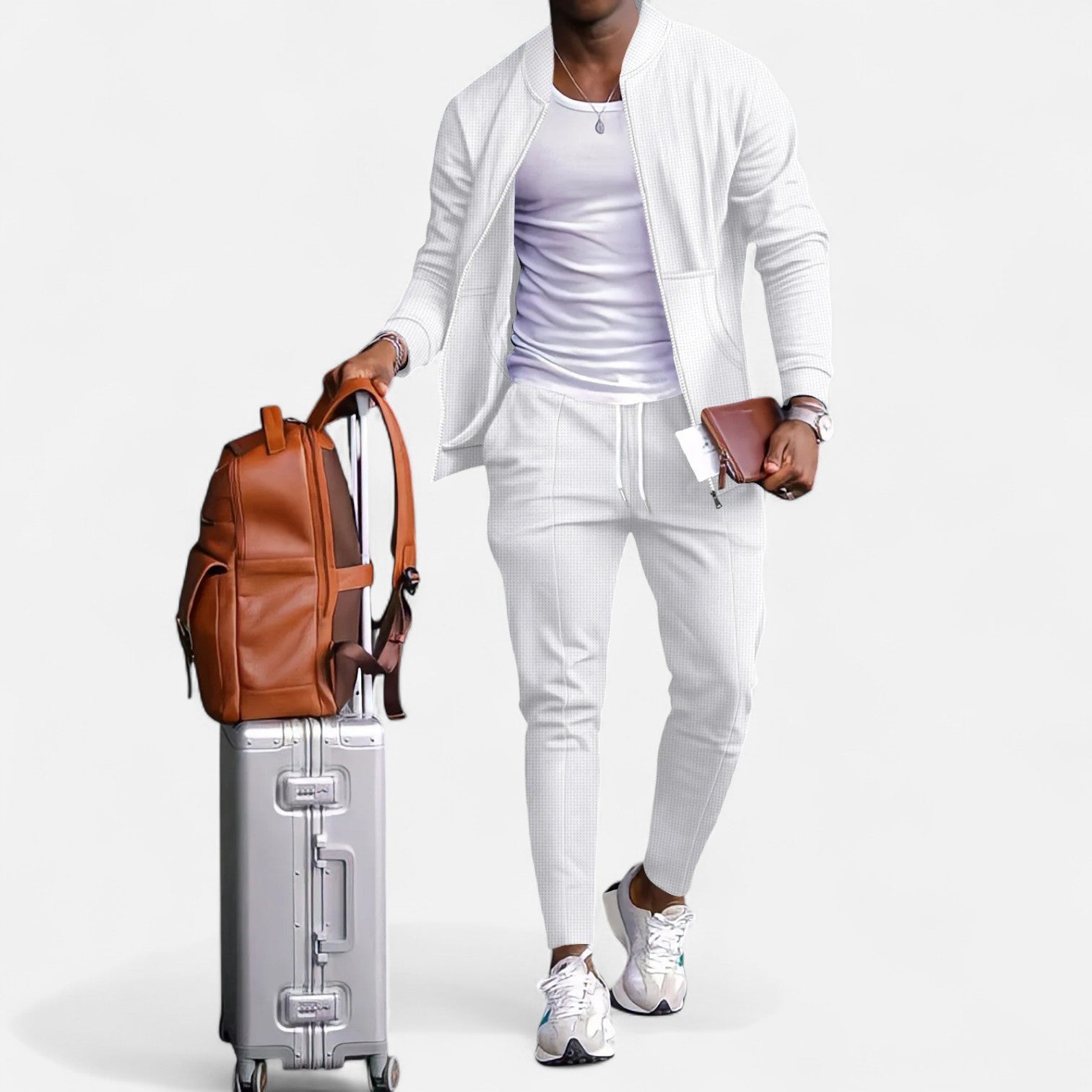 Men’s Long Sleeve Two-Piece Zipper Set – Relaxed Sophistication, All-Season Versatility