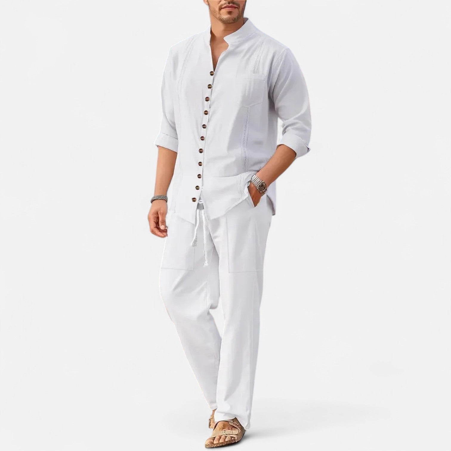 Men’s Long Sleeve Two-Piece Set – Refined Comfort, Effortless Versatility