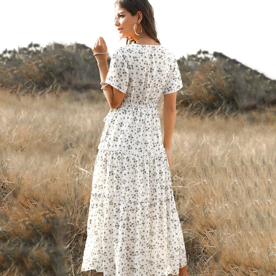 Tess™ White Long Summer Dress with Print